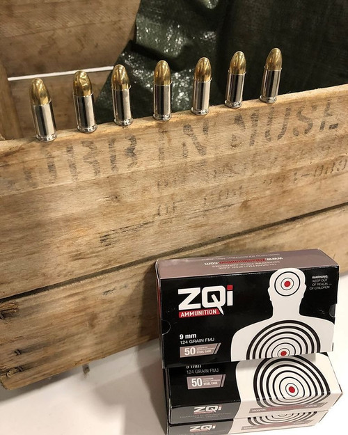 ZQI Ammunition 9mm Ammo 124gr FMJ Ammunition - 1000 Rounds