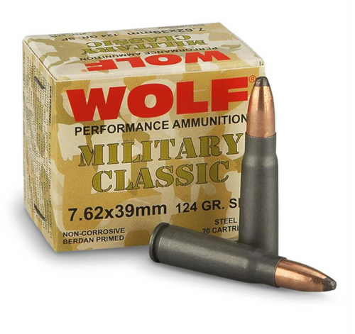 Wolf 7.62x39mm Ammo 124gr SP Ammunition - 20 Rounds