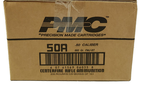 PMC 50 BMG Ammo 660gr FMJ-BT Ammunition - 10 Rounds