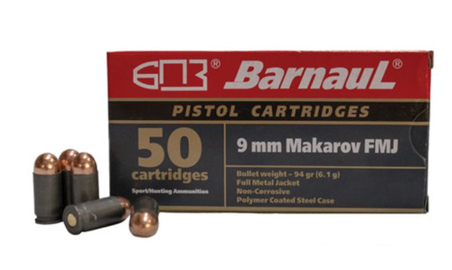 Barnaul 9mm Ammo 94gr FMJ Ammunition - 50 Rounds