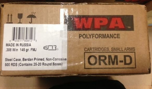 Wolf 308 Winchester Ammo 145gr FMJ Ammunition - 20 Rounds