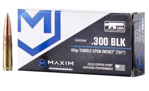 Maxim Defense Compatibility Ammo 190gr Solid Copper TUI Ammunition - 20 Rounds
