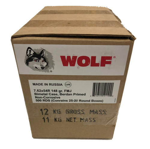 Wolf 7.62x54R Ammo 148gr FMJ Ammunition - 20 Rounds