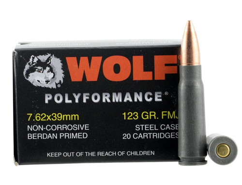 Wolf 7.62x39 Ammo 123gr FMJ Ammunition - 20 Rounds