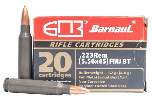 Barnaul Ammo 223 Rem Ammo 62gr FMJ Ammunition - 20 Rounds