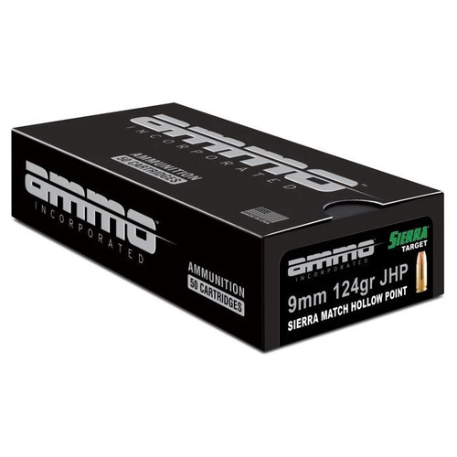 Ammo Inc 9x19mm Luger Ammo 124gr Sierra Match HP Ammunition - 50 Rounds