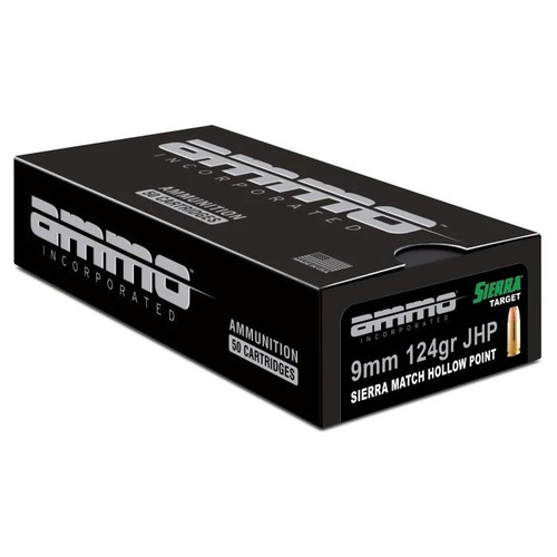 Ammo Inc Signature Match 9mm Luger Handgun Ammo - 124 Grain | Sierra Match HP | 50rd Box