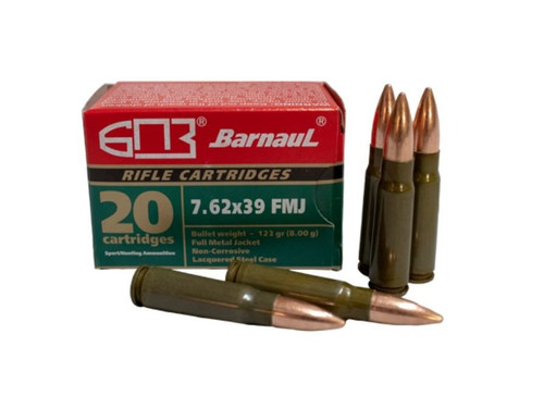 Barnaul Ammo 7.62 x 39 Ammo 123gr FMJ Ammunition - 20 Rounds