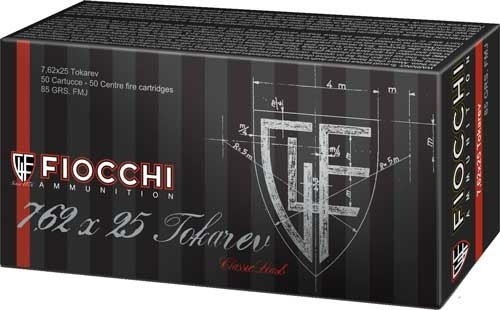 Fiocchi 7.62mm Tokarev Ammo 85gr FMJ Ammunition - 50 Rounds
