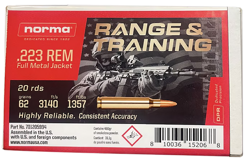 Norma .223 Remington Ammo 62gr FMJ Ammunition - 20 Rounds
