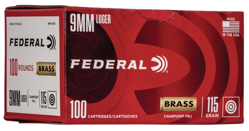 Federal 9mm Ammo 115gr FMJ Ammunition - 100 Rounds