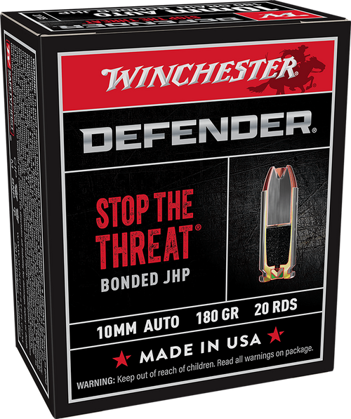 Winchester 10mm Ammo 180gr Bonded Jacket Hollow Point Ammunition - 20 Rounds Winchester 10mm Ammo 180gr Bonded Jacket Hollow Point Ammunition - 20 Rounds
