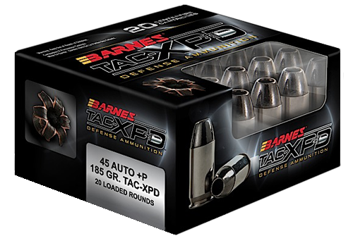 Barnes .45 Auto +P Ammo 185gr Tac-xp Ammunition - 20 Rounds