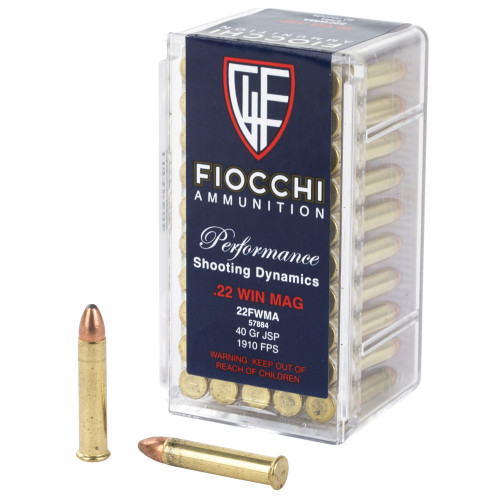 Fiocchi 22 WMR Ammo 40gr JSP Ammunition - 50 Rounds