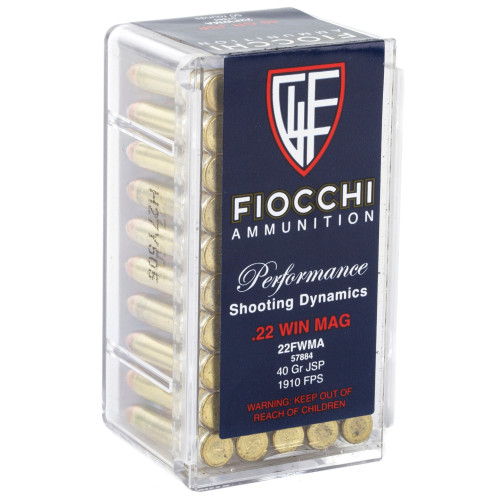Fiocchi 22 WMR Ammo 40gr JSP Ammunition - 50 Rounds
