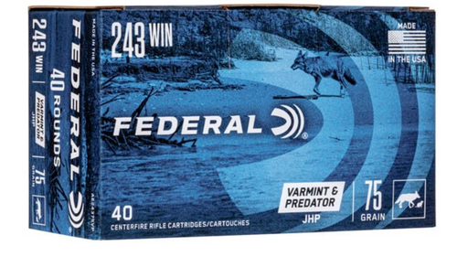 SALE Federal 243 Ammo 75gr Hollow Point Ammunition - 40 Rounds