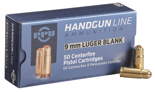 PPU 9mm Ammo Blank Ammunition - 50 Rounds