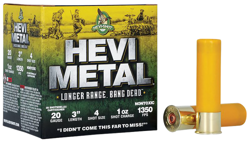 Hevi-Metal 20 Gauge Ammo 1 oz #4 Steel Ammunition - 25 Rounds