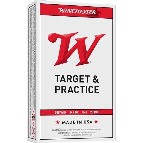 Winchester 308 Ammo 147gr FMJ Ammunition - 20 Rounds