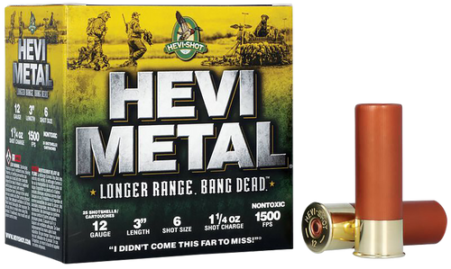 Hevi-Shot 12 Gauge Shotgun Ammunition HS38006 3" #6 - 25 Shells