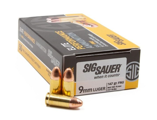 Sig Sauer 9mm Ammo 124gr FMJ Ammunition - 50 Rounds