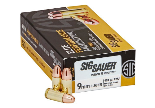 Sig Sauer 9mm Ammo 124gr FMJ Ammunition - 50 Rounds