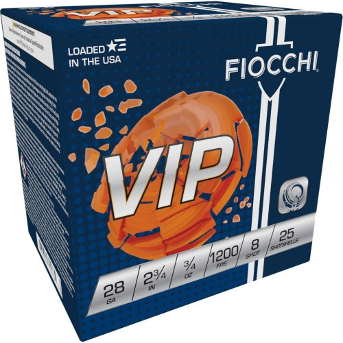 Fiocchi 28 Gauge Ammo 3/4 oz #8 Lead Shot Ammunition - 25 Rounds