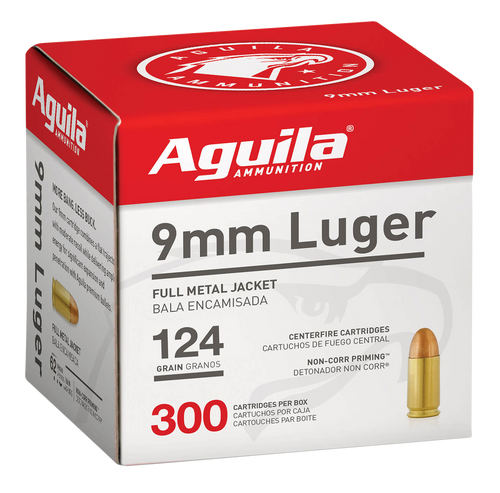 Aguila 9mm Ammo 124gr FMJ Ammunition - 300 Rounds