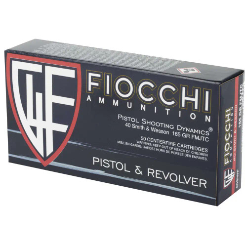 Fiocchi 40 Cal Ammo 165gr Full Metal Jacket Truncated-Cone (TCFMJ) Ammunition - 50 Rounds