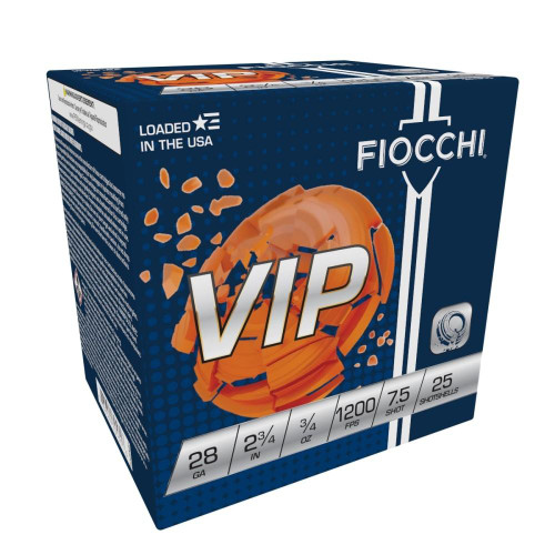 Fiocchi 28 Gauge Shotgun Ammunition 28VIP75 2-3/4" #7.5 - 25 Shells Fiocchi 28 Gauge Shotgun Ammunition 28VIP75 2-3/4" #7.5 - 25 Shells