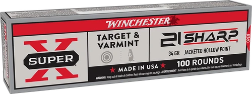 Winchester .21 Sharp Ammo 34gr JHP Ammunition - 100 Rounds