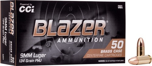 CCI 9mm Ammo 124gr FMJ Ammunition - 50 Rounds