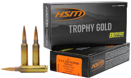 HSM 6.5-284 Norma Ammo 140gr Berger Hunting VLD Match Ammunition - 20 Rounds