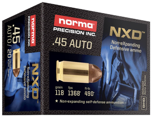 Norma 45 ACP Ammo 118gr NXD Ammunition - 20 Rounds