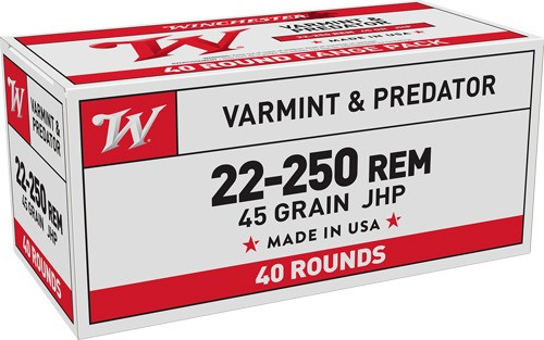 Winchester .22-250 Rem Ammo 45gr JHP Ammunition - 40 Rounds