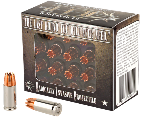 G2 Research 9mm Ammo 92gr Fracturing Hollow Point Ammunition - 20 Rounds