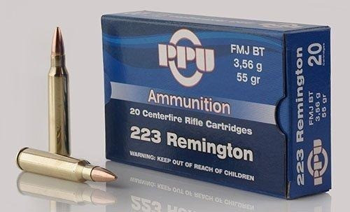 PPU .223 Remington Ammo 55gr FMJBT Ammunition - 20 Rounds