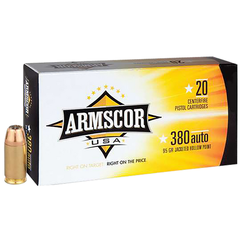Armscor .380 ACP Ammo 90gr JHP Ammunition - 20 Rounds