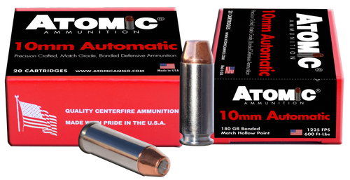Atomic 10mm Ammo 180gr Bonded Match Hollow Point Ammunition - 20 Rounds