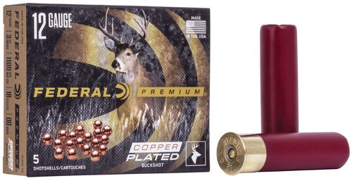 Federal 12 Gauge Ammo 3-1/2 oz #00 Buck Lead Ammunition - 5 Rounds