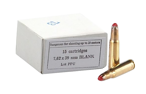 PPU 7.62x39 Ammo Blank Ammunition - 15 Rounds