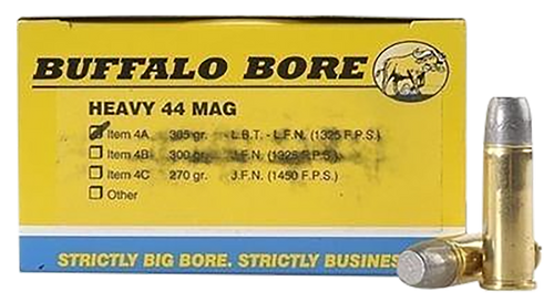 Buffalo Bore .44 Rem MAG Ammo 305gr Hard Cast Lead Flat Nose Ammunition - 20 Rounds