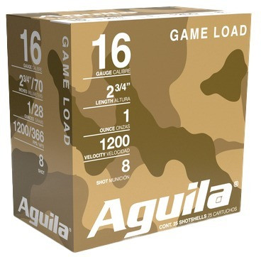 Aguila 16 Gauge Ammo 1 oz #8 Birdshot Ammunition - 25 Rounds