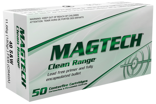 Magtech 40 Cal Ammo 180gr Fully Encapsulated Bullet Flat Ammunition - 50 Rounds