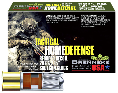 Brenneke 20 Gauge Ammo 3/4 oz Slug Ammunition - 5 Rounds