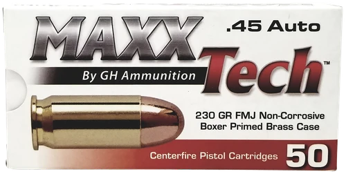 MaxxTech .45 ACP 230gr FMJ Ammo - 50 Rounds