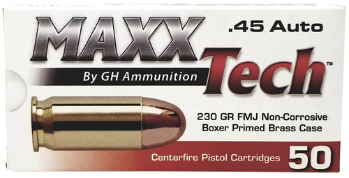 MaxxTech 45 ACP Ammo 230gr Full Metal Jacket Ammunition - 50 Rounds