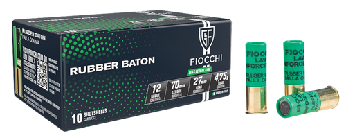 Fiocchi 12 Gauge Ammo 1 oz Rubber Baton Slug Ammunition - 10 Rounds