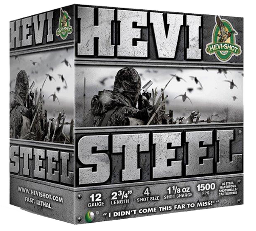 Hevi-Shot 12 Gauge Ammo 1 1/8 oz #4 Steel Ammunition - 25 Rounds