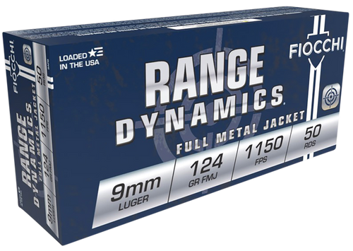 Fiocchi 9mm Ammo 124gr Full Metal Jacket Ammunition - 50 Rounds